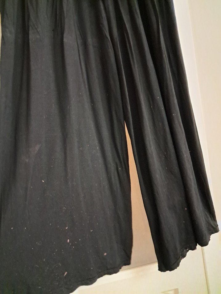 Kadın Siyah Keten Pilili Salaş Pantolon - Görsel 3