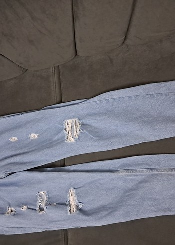 Kadın Mavi Bol Kesim Kot Pantolon - Görsel 10