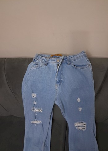 Kadın Mavi Bol Kesim Kot Pantolon - Görsel 2