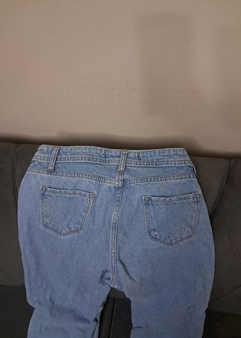 Kadın Mavi Bol Kesim Kot Pantolon - Görsel 5