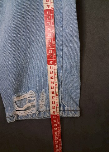 Kadın Mavi Bol Kesim Kot Pantolon - Görsel 7