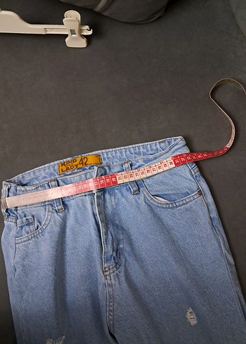 Kadın Mavi Bol Kesim Kot Pantolon - Görsel 8