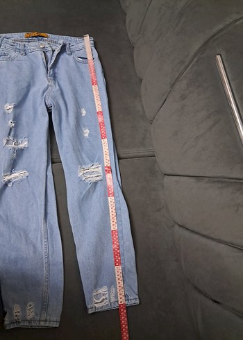 Kadın Mavi Bol Kesim Kot Pantolon - Görsel 6