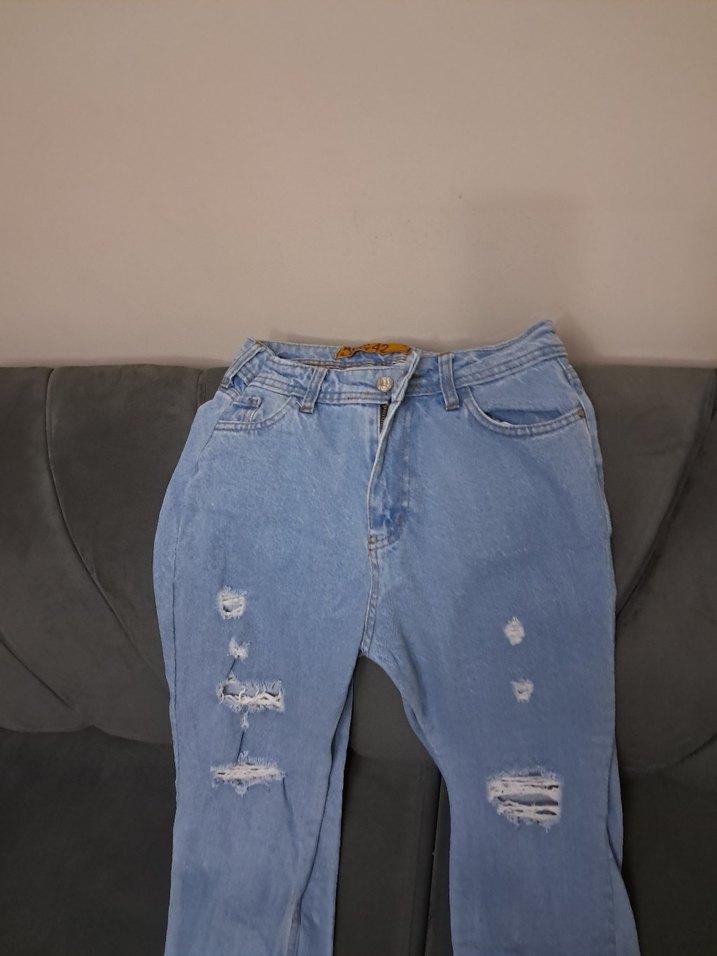 Kadın Mavi Bol Kesim Kot Pantolon - Görsel 2