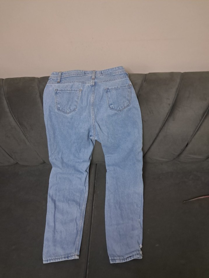 Kadın Mavi Bol Kesim Kot Pantolon - Görsel 4