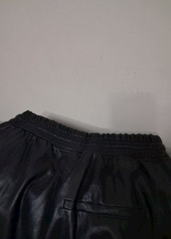 Siyah Deri Salaş Kemerli Kadın Pantolon - Görsel 8