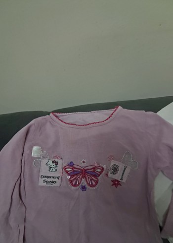 Kız Çocuk Pembe Nakışlı Uzun Kollu Pamuklu Tişört - Görsel 15