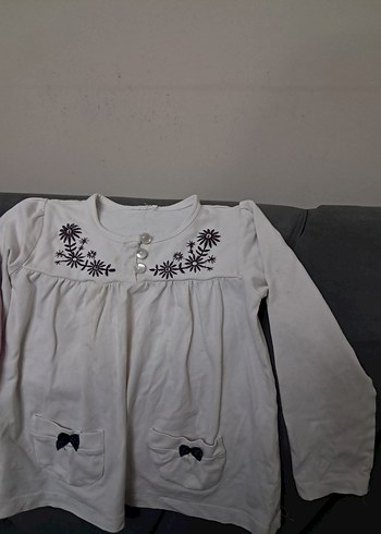 Kız Çocuk Pembe Nakışlı Uzun Kollu Pamuklu Tişört - Görsel 2