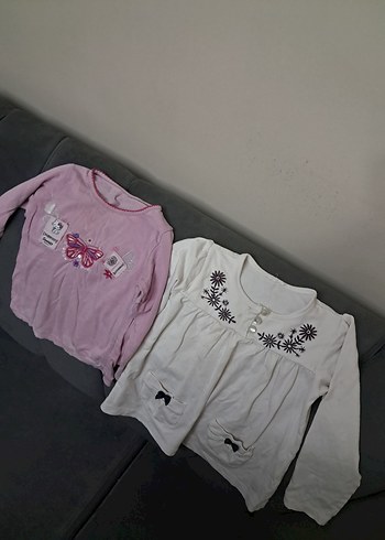 Kız Çocuk Pembe Nakışlı Uzun Kollu Pamuklu Tişört - Görsel 4