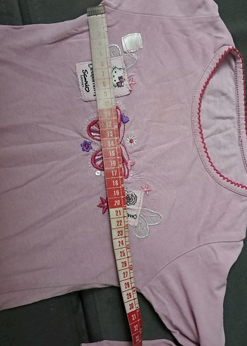 Kız Çocuk Pembe Nakışlı Uzun Kollu Pamuklu Tişört - Görsel 11