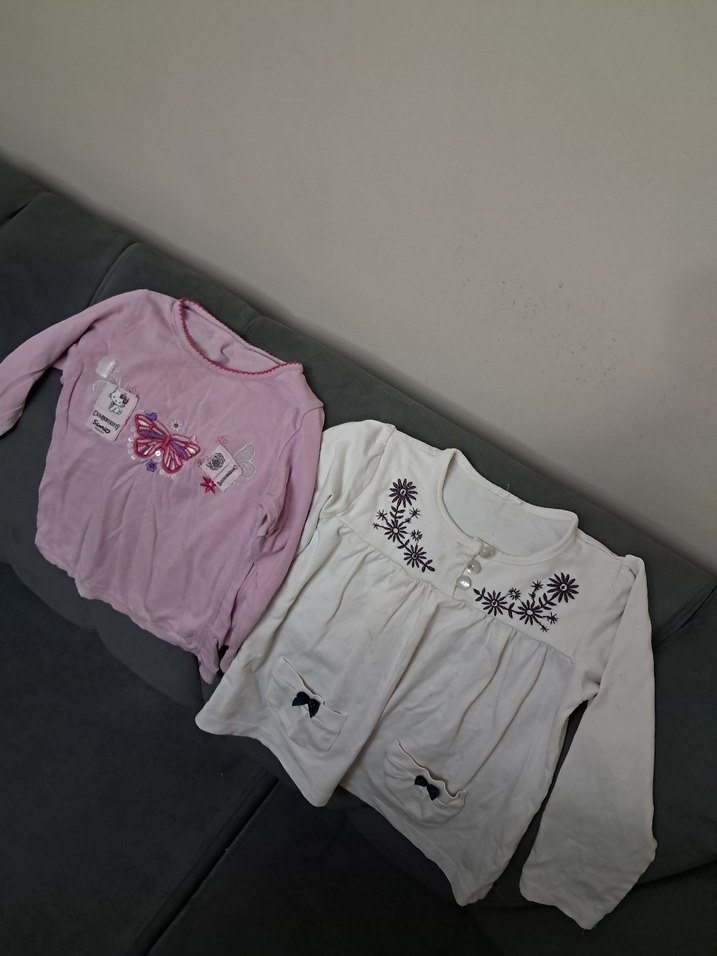 Kız Çocuk Pembe Nakışlı Uzun Kollu Pamuklu Tişört - Görsel 4