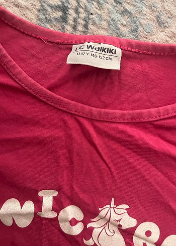 LC Waikiki Kiz Cocuk Pembe Baskili Kisa Kollu Tisort