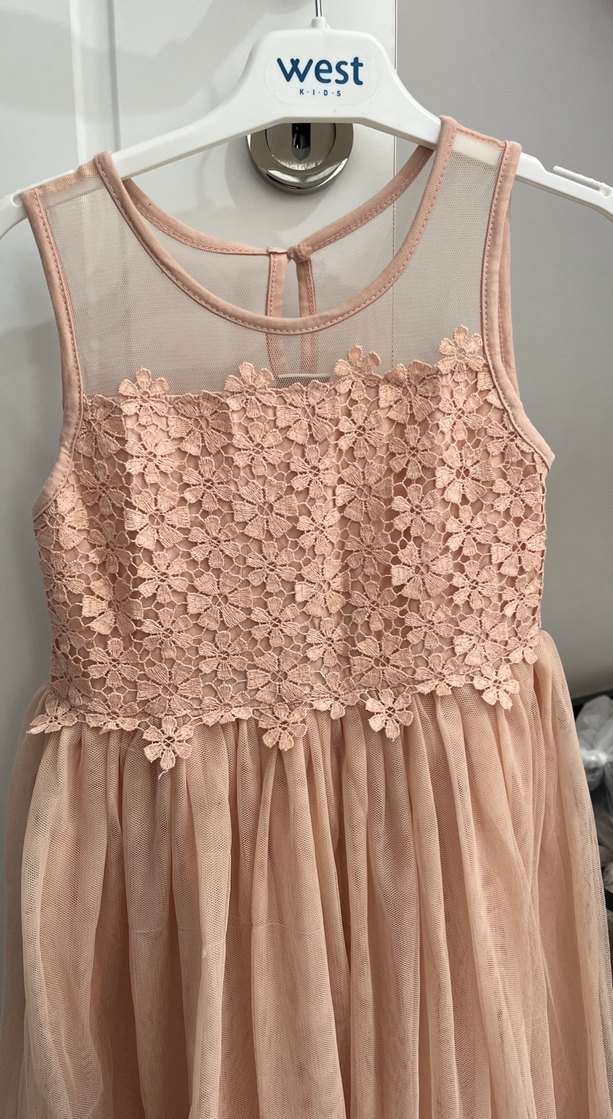 Kız Çocuk Pembe Dantel Detaylı Elbise - Görsel 5