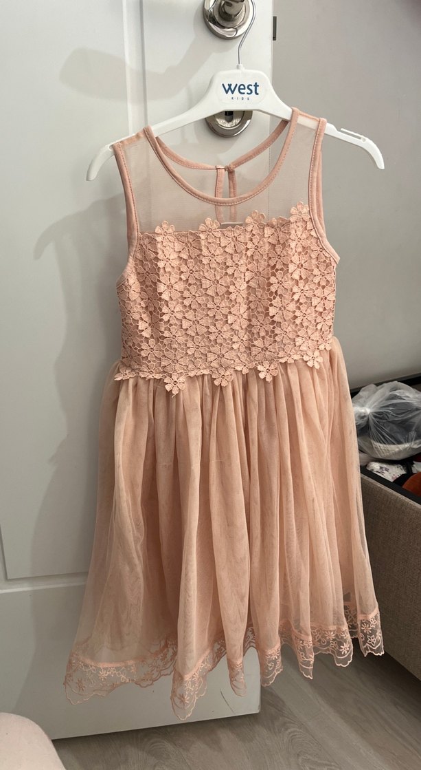 Kız Çocuk Pembe Dantel Detaylı Elbise - Görsel 3