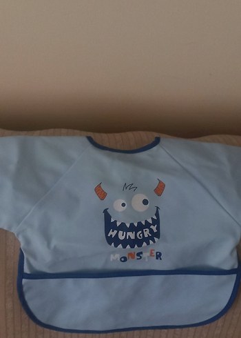 Uzun Kollu Mavi Bebek Mama Önlüğü - Görsel 2