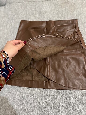 TABA RENGİ DERİ ETEK - Görsel 3