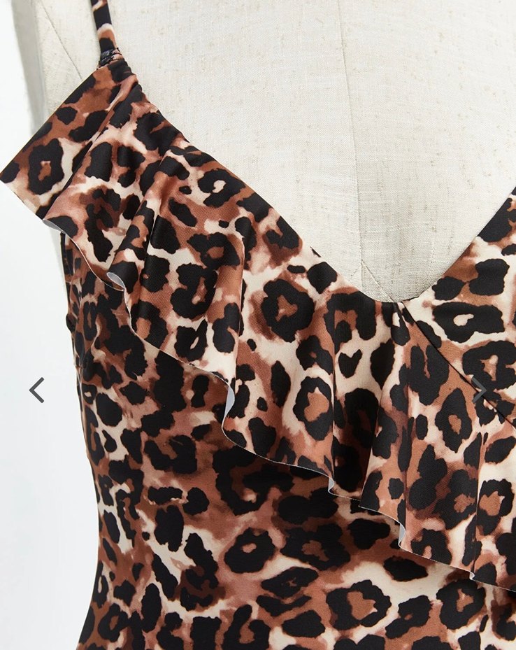 Leopar Desenli Fırfırlı Kadın Mayo - Görsel 3