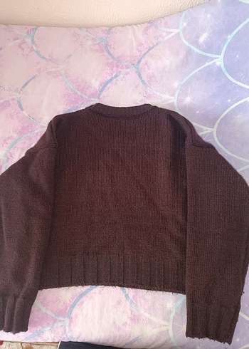 Kahverengi Örgü Kadın Triko Kazak - Görsel 5