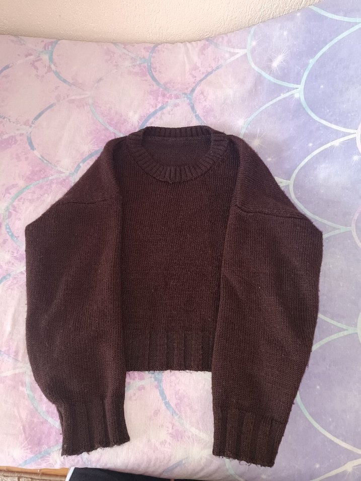 Kahverengi Örgü Kadın Triko Kazak - Görsel 3