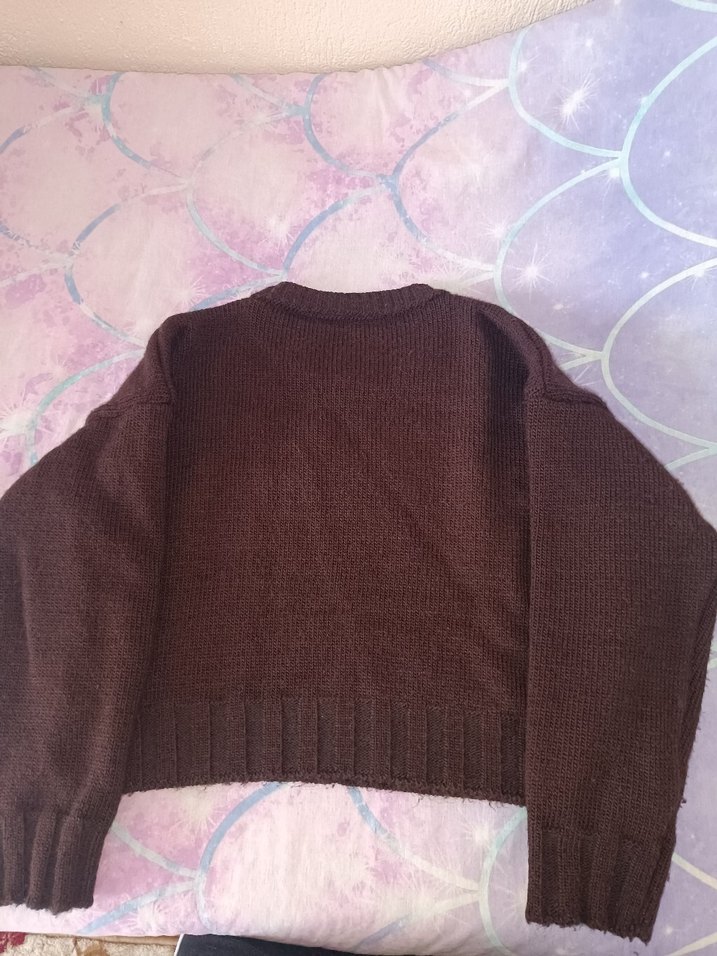 Kahverengi Örgü Kadın Triko Kazak - Görsel 5