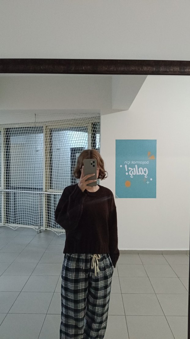 Kahverengi Örgü Kadın Triko Kazak - Görsel 2