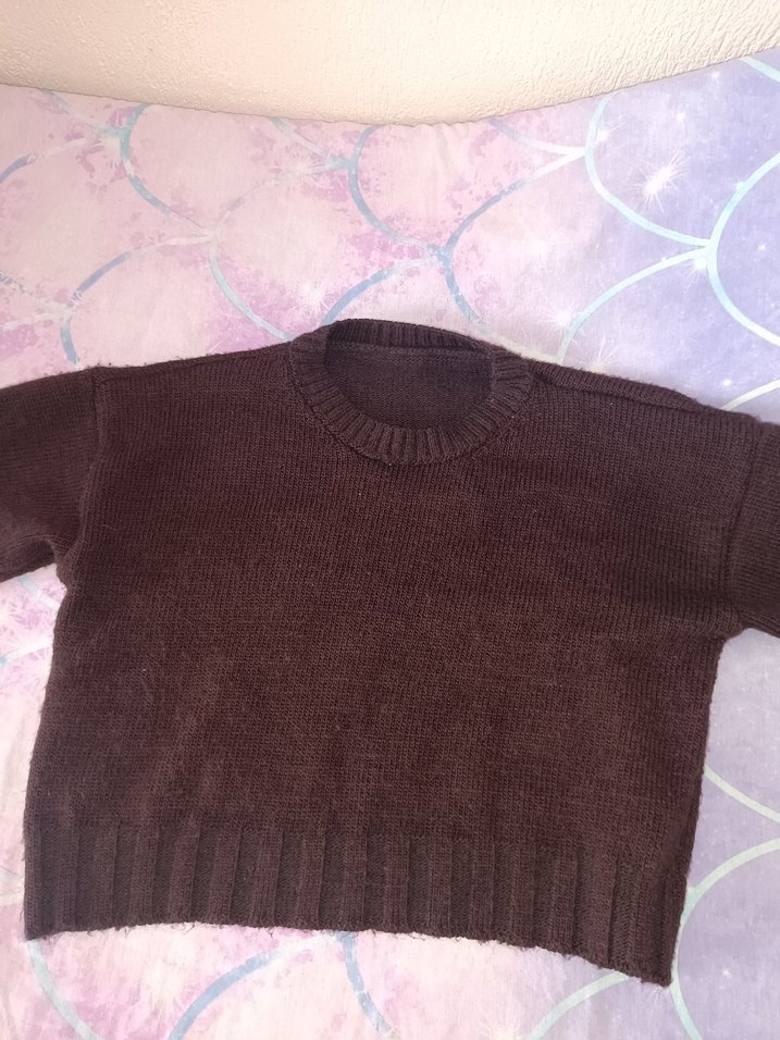 Kahverengi Örgü Kadın Triko Kazak - Görsel 4