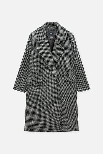 Pull and Bear Oversize uzun kaz ayağı desenli palto