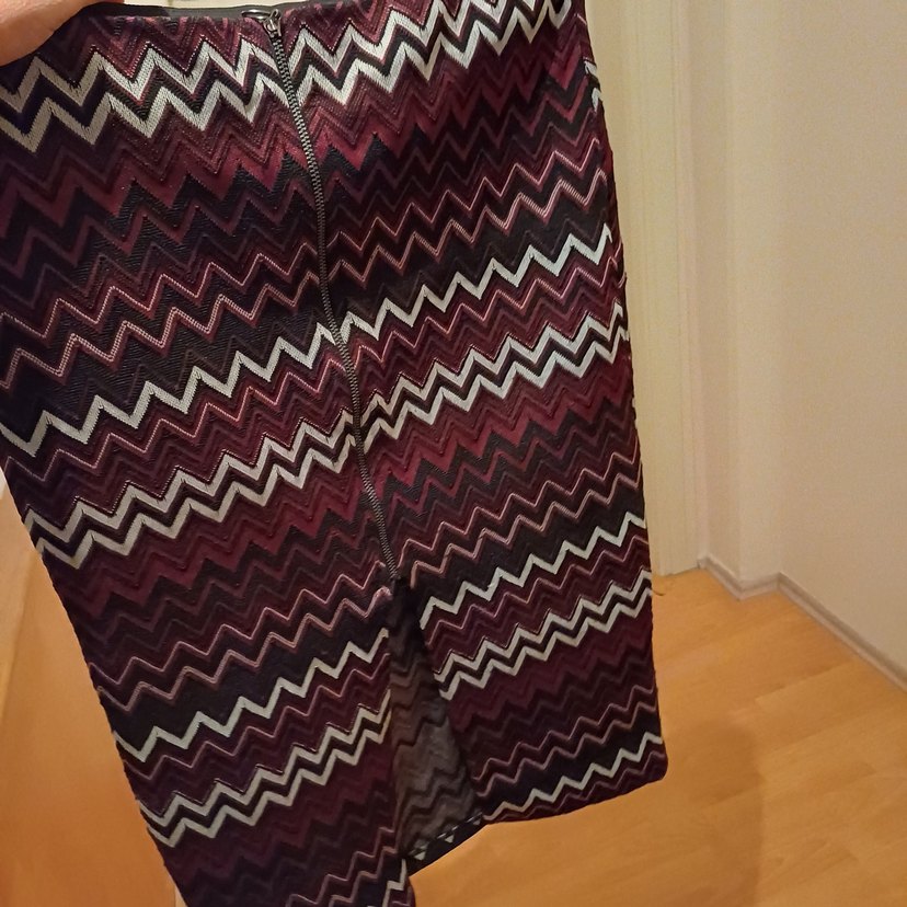 Bordo Desenli Midi Triko etek bir defa giyildi - Görsel 2