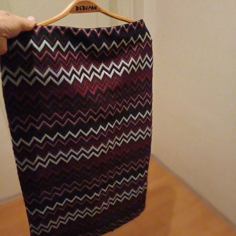 Bordo Desenli Midi Triko etek bir defa giyildi - Görsel 3