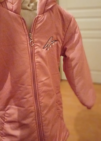 Kız Çocuk kapüşonlu Pembe Fermuarlı Mont  bembe.  rengide var - Görsel 4