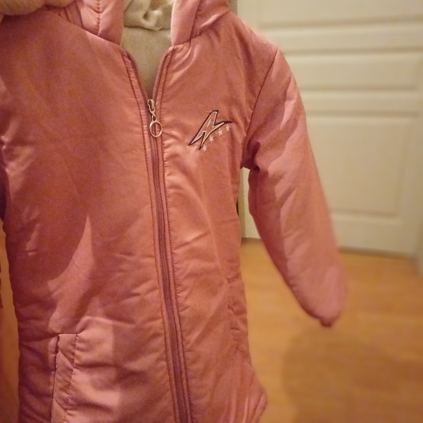 Kız Çocuk kapüşonlu Pembe Fermuarlı Mont  bembe.  rengide var - Görsel 4