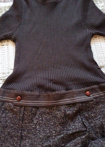 Kemer Detaylı kahve rengi Triko Midi Elbise 1 defa.giyildi - Görsel 3