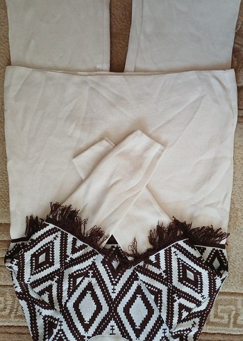 Nakışlı Bohem triko takım - Görsel 7