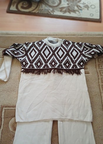 Nakışlı Bohem triko takım - Görsel 4