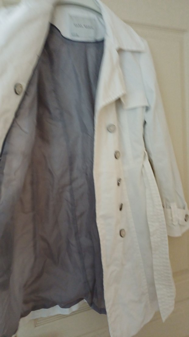 Düğmeli Beyaz Midi Trençkot - Görsel 5