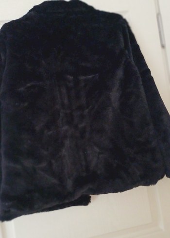 Siyah Kadın Midi Boy Kürk Detaylı Mont - Görsel 2