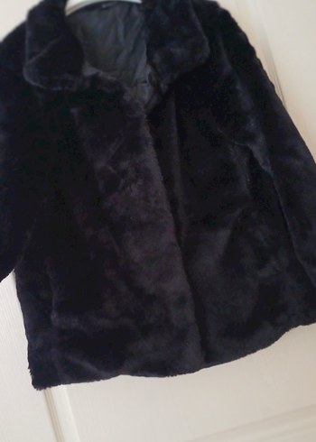 Siyah Kadın Midi Boy Kürk Detaylı Mont - Görsel 3