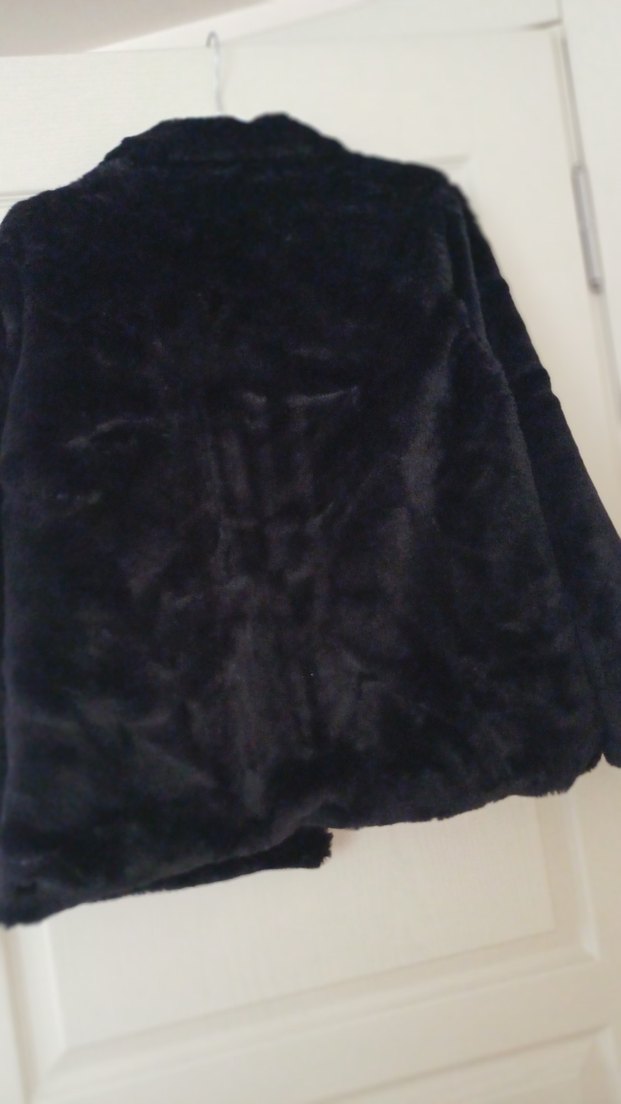 Siyah Kadın Midi Boy Kürk Detaylı Mont - Görsel 2