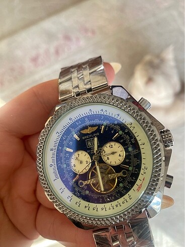 Beden Bentley Breitling Gümüş Lacivert Tourbillon unisex Saat