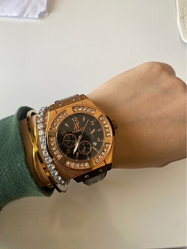 Hublot Hublot Gold siyah deri kadın saati