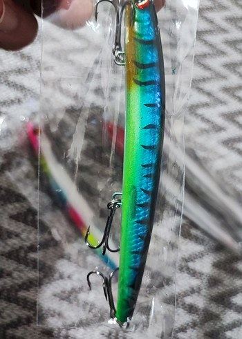 parlak Renkli 3 kancalı sahte balık 12 cm - Görsel 6