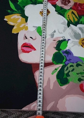  Çiçekli Kadın Figürlü Renkli  Tuval Tablo - Görsel 4