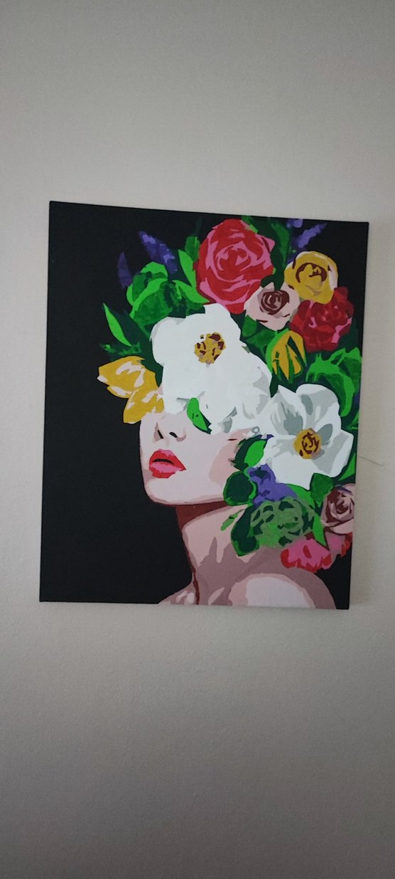  Çiçekli Kadın Figürlü Renkli  Tuval Tablo - Görsel 2