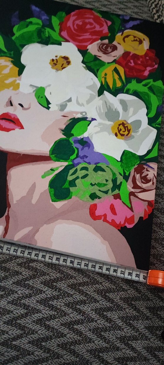  Çiçekli Kadın Figürlü Renkli  Tuval Tablo - Görsel 3