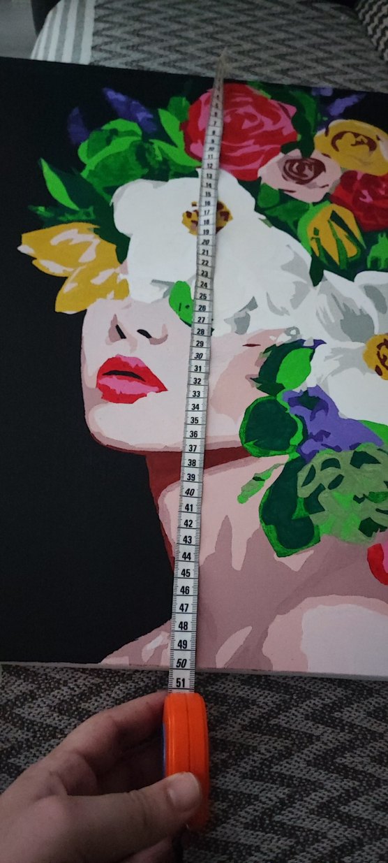  Çiçekli Kadın Figürlü Renkli  Tuval Tablo - Görsel 4