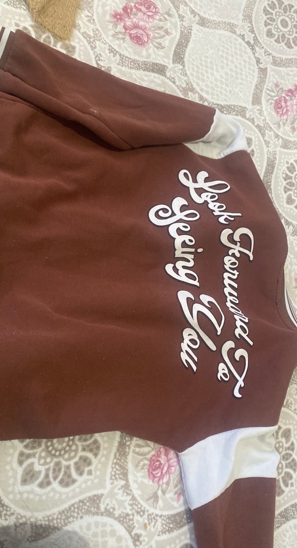 Düğmeli Kahverengi Baskılı Kadın Ceket - Görsel 4