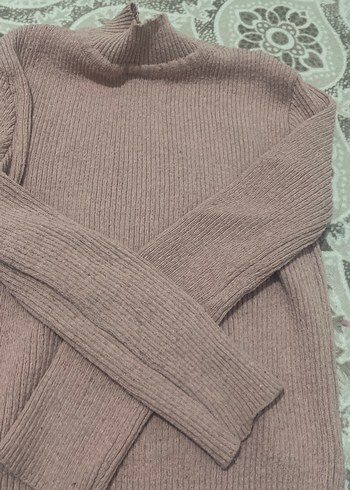 Bej Kadın Boğazlı Triko Kazak - Görsel 3