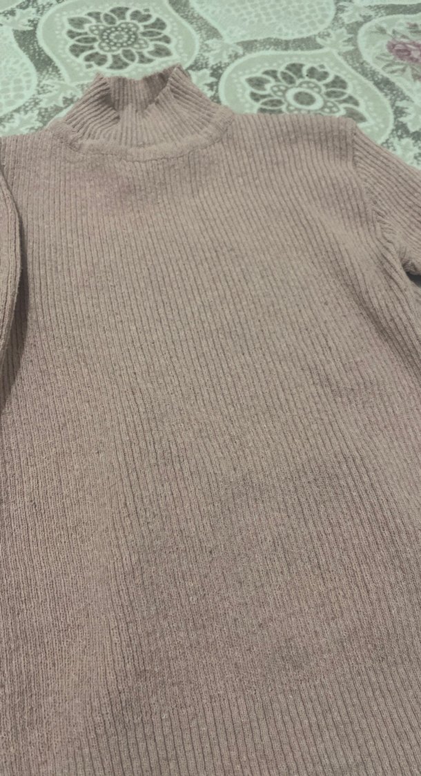 Bej Kadın Boğazlı Triko Kazak - Görsel 2