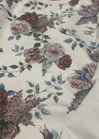 Bohem Gri Çiçek Desenli Bluz - Görsel 2