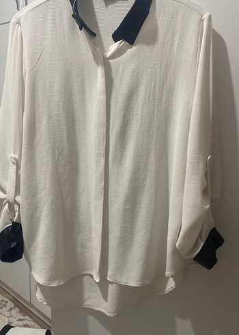 Gri Yaka Detaylı Uzun Kollu Kadın Keten Gömlek - Görsel 3